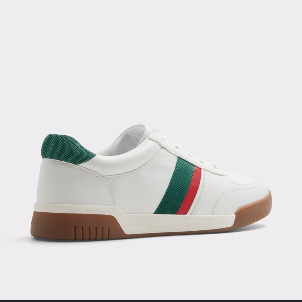 Aldo white sneakers  Two  Stripes Green and Red Size 10